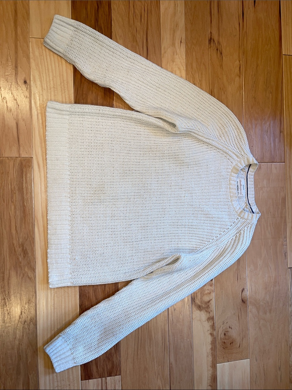 Men's Cream Knit Crewneck Sweater